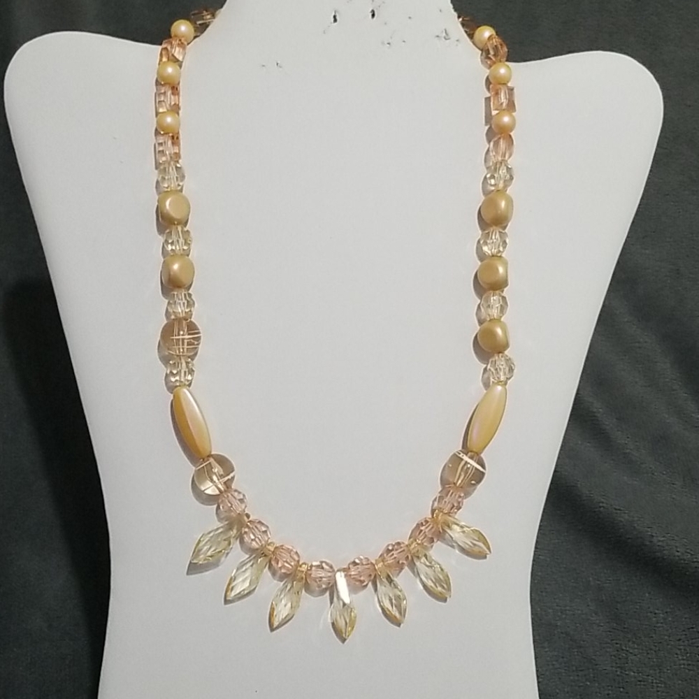 Peach and Pink Bead Necklace